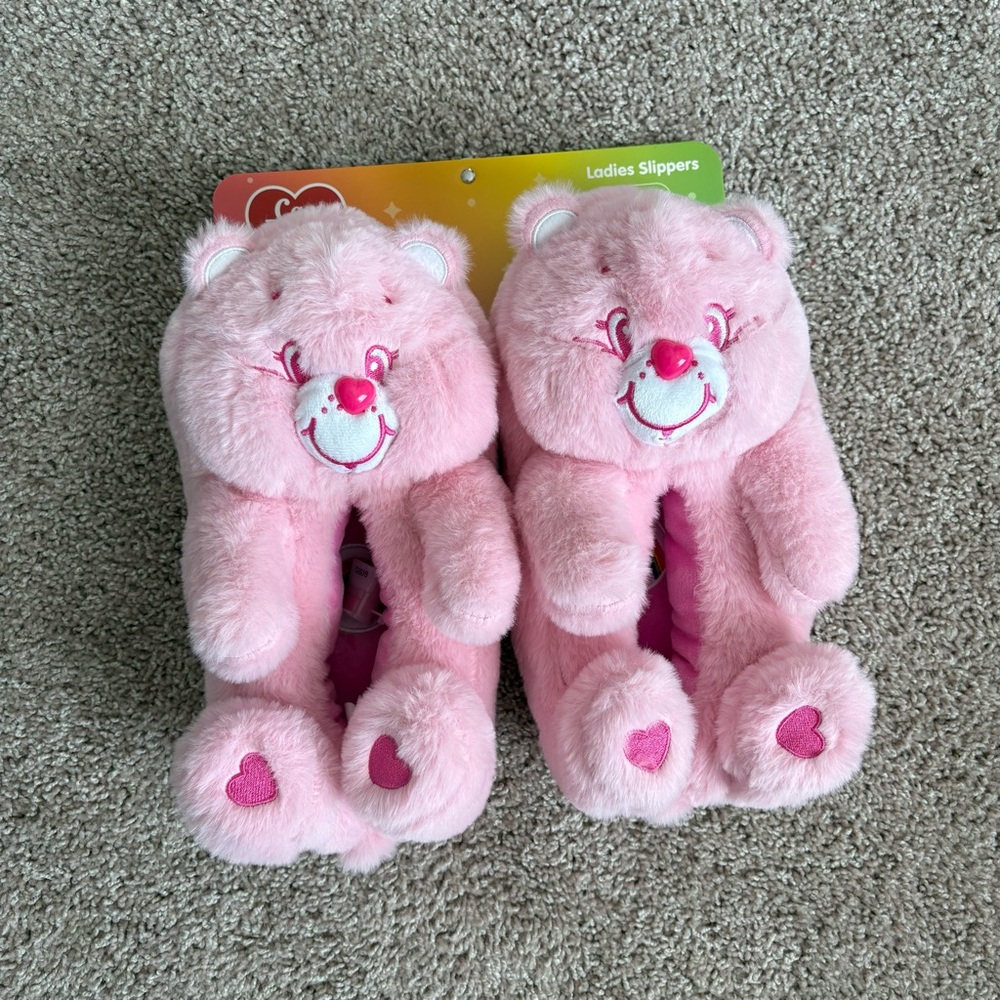 Pink Bear Plush Slippers